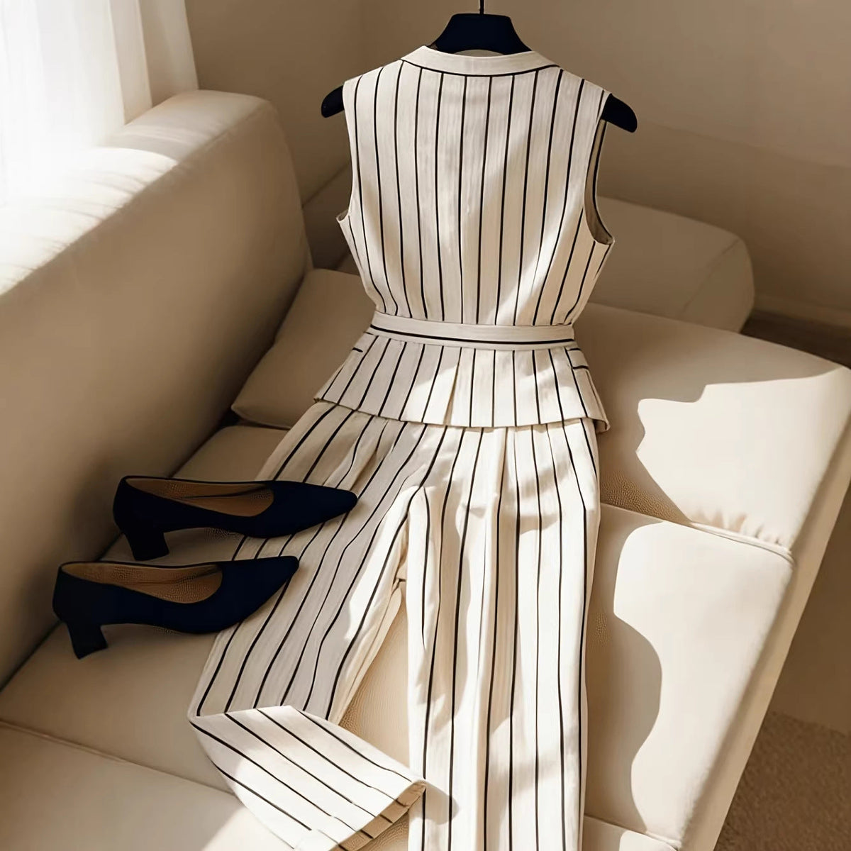 Sleeveless Blazer & Wide-Leg Trousers