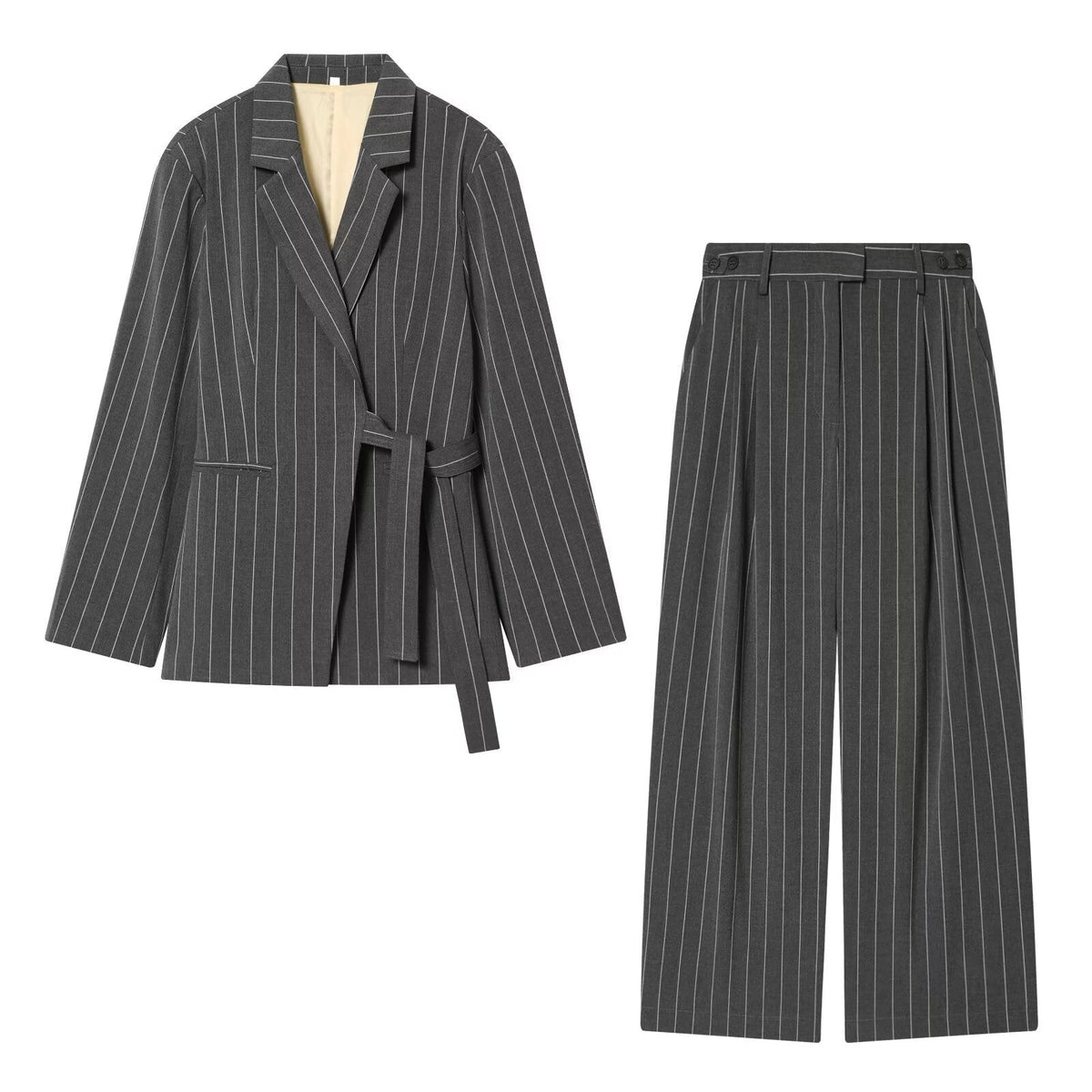 Wrap Blazer & Wide-Leg Trousers