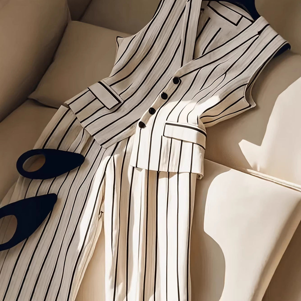 Sleeveless Blazer & Wide-Leg Trousers