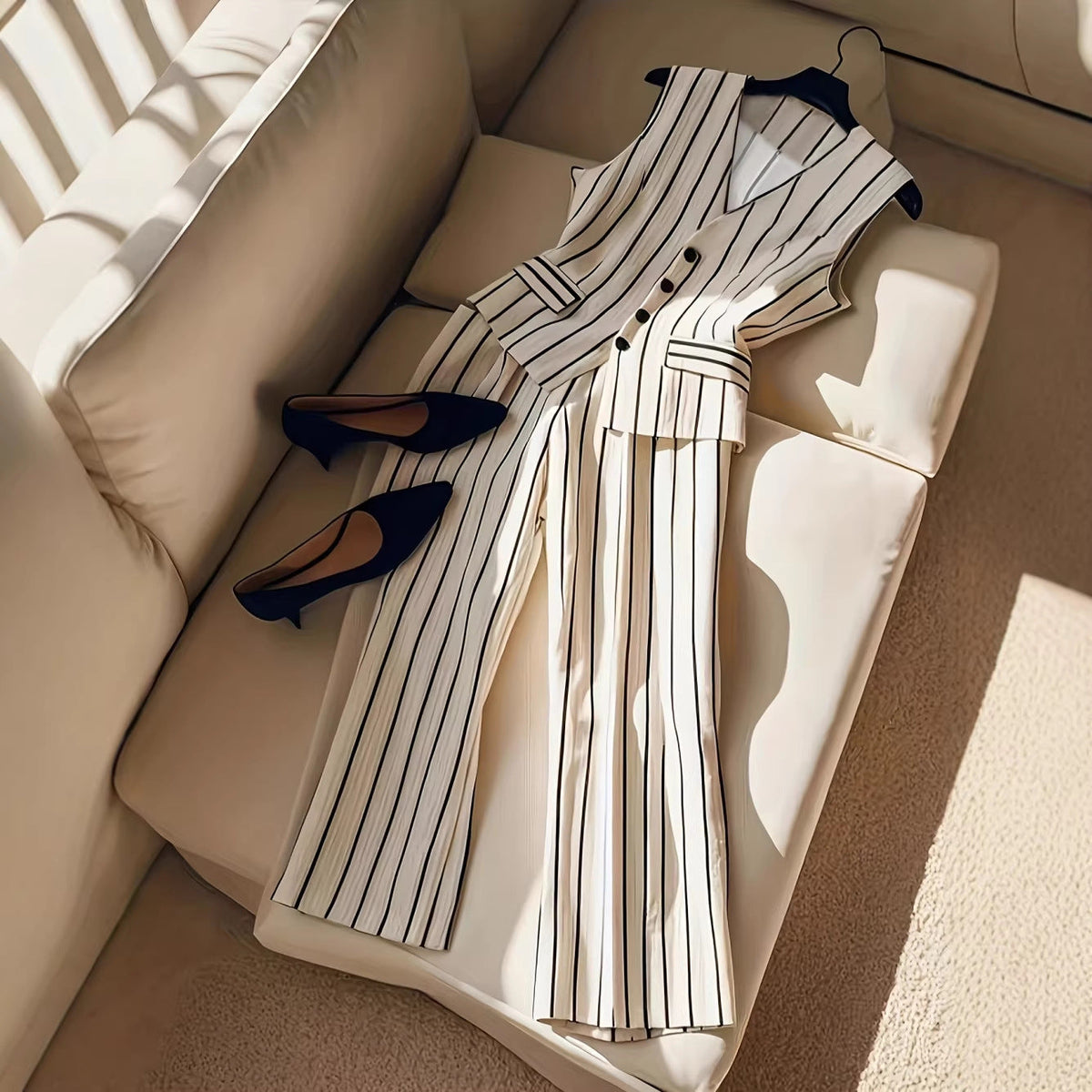 Sleeveless Blazer & Wide-Leg Trousers